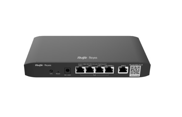 RG-EG105G-P-V3. Router PoE RG105G-P-V3 Reyee administrado en la nube, 5 Gigabit Ports, 4 PoE+ Out, 100 Users, 600Mbps, 32MB Flash